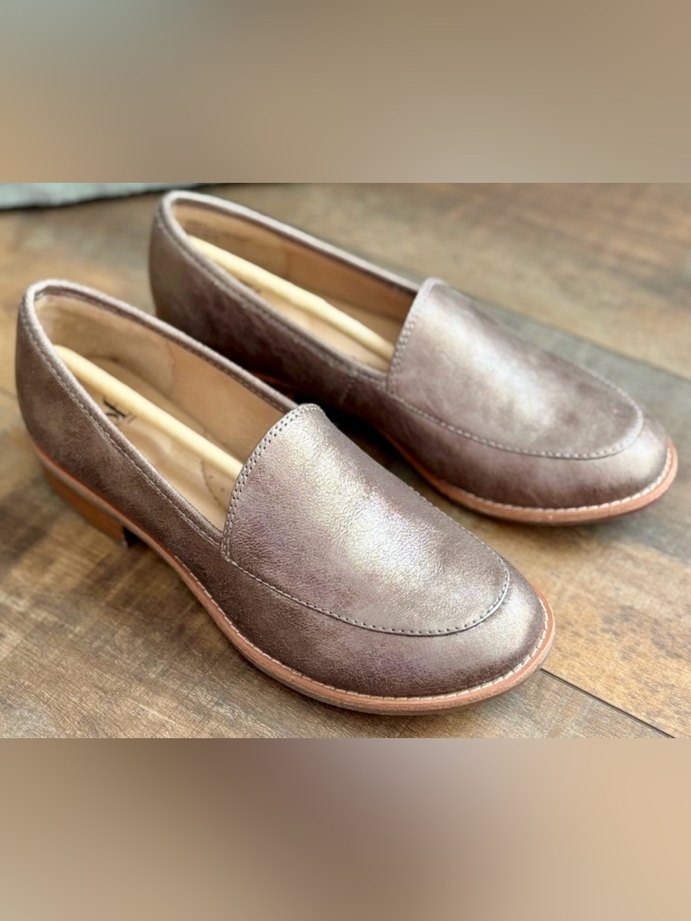 Sofft Metallic Taupe Slip-On Loafers